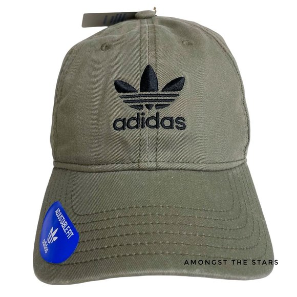 adidas Trefoil Legacy Army Green & Black Relaxed Strapback Hat Cap